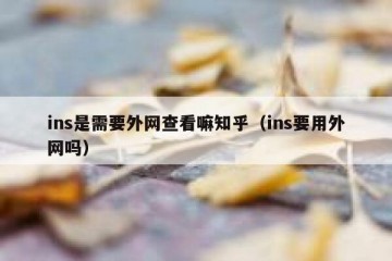 ins是需要外网查看嘛知乎（ins要用外网吗）