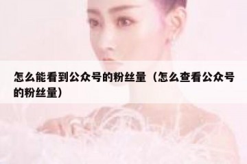 怎么能看到公众号的粉丝量（怎么查看公众号的粉丝量）