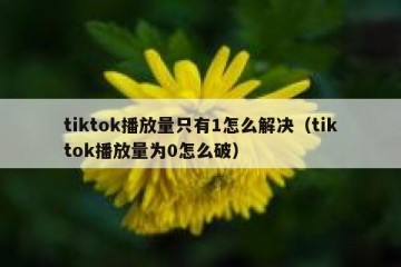tiktok播放量只有1怎么解决（tiktok播放量为0怎么破）