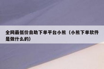 全网最低价自助下单平台小熊（小熊下单软件是做什么的）