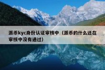 派币kyc身份认证审核中（派币的什么还在审核中没有通过）