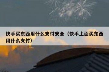 快手买东西用什么支付安全（快手上面买东西用什么支付）