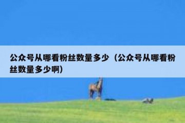 公众号从哪看粉丝数量多少（公众号从哪看粉丝数量多少啊）