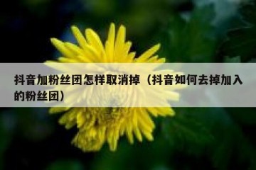 抖音加粉丝团怎样取消掉（抖音如何去掉加入的粉丝团）