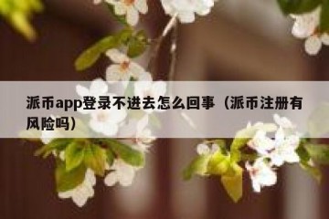 派币app登录不进去怎么回事（派币注册有风险吗）