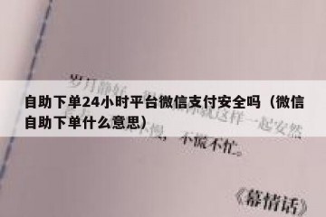 自助下单24小时平台微信支付安全吗（微信自助下单什么意思）