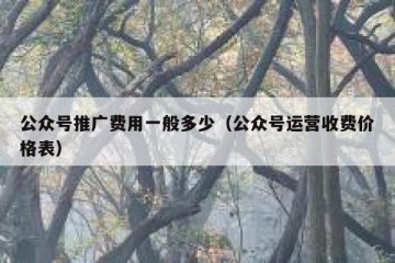 公众号推广费用一般多少（公众号运营收费价格表）