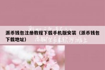 派币钱包注册教程下载手机版安装（派币钱包下载地址）
