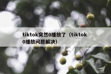 tiktok突然0播放了（tiktok 0播放问题解决）