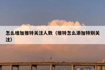 怎么增加推特关注人数（推特怎么添加特别关注）