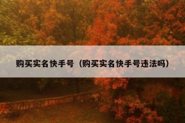 购买实名快手号（购买实名快手号违法吗）