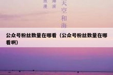 公众号粉丝数量在哪看（公众号粉丝数量在哪看啊）