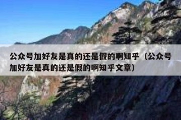公众号加好友是真的还是假的啊知乎（公众号加好友是真的还是假的啊知乎文章）