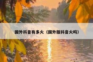 国外抖音有多火（国外版抖音火吗）