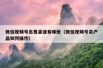 微信视频号出售渠道有哪些（微信视频号卖产品如何操作）