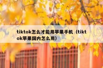 tiktok怎么才能用苹果手机（tiktok苹果国内怎么用）