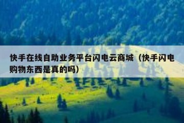 快手在线自助业务平台闪电云商城（快手闪电购物东西是真的吗）