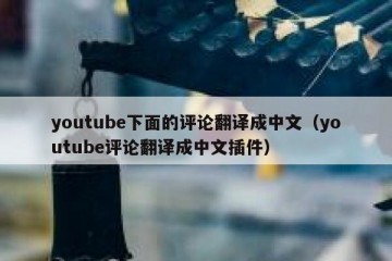 youtube下面的评论翻译成中文（youtube评论翻译成中文插件）