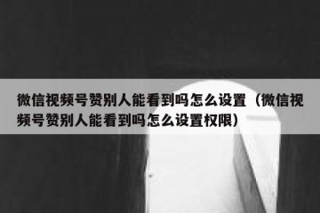 微信视频号赞别人能看到吗怎么设置（微信视频号赞别人能看到吗怎么设置权限）