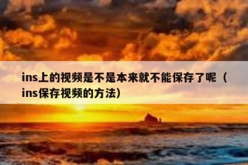 ins上的视频是不是本来就不能保存了呢（ins保存视频的方法）