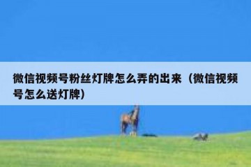 微信视频号粉丝灯牌怎么弄的出来（微信视频号怎么送灯牌）