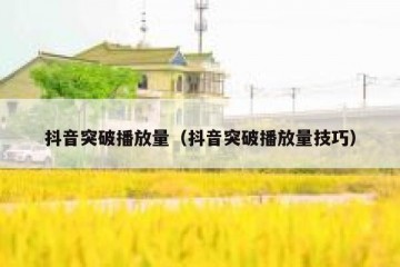 抖音突破播放量（抖音突破播放量技巧）