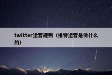 twitter运营规则（推特运营是做什么的）
