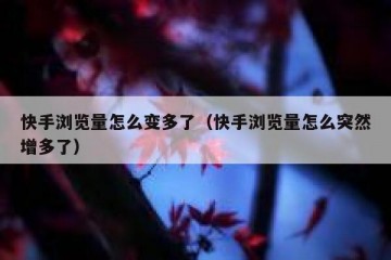 快手浏览量怎么变多了（快手浏览量怎么突然增多了）