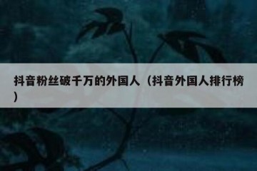 抖音粉丝破千万的外国人（抖音外国人排行榜）