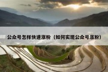 公众号怎样快速涨粉（如何实现公众号涨粉）