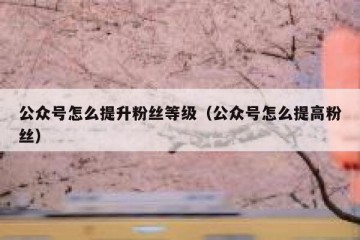 公众号怎么提升粉丝等级（公众号怎么提高粉丝）