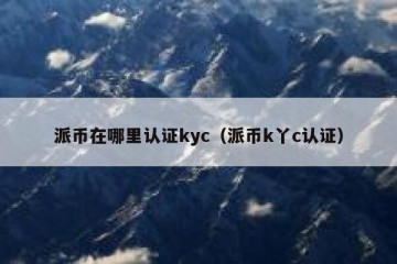 派币在哪里认证kyc（派币k丫c认证）