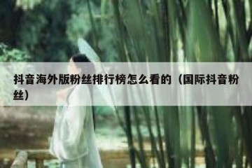 抖音海外版粉丝排行榜怎么看的（国际抖音粉丝）