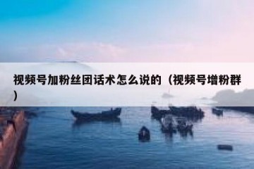 视频号加粉丝团话术怎么说的（视频号增粉群）