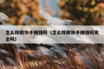 怎么样刷快手赚钱吗（怎么样刷快手赚钱吗安全吗）