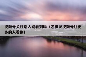 视频号关注别人能看到吗（怎样发视频号让更多的人看到）