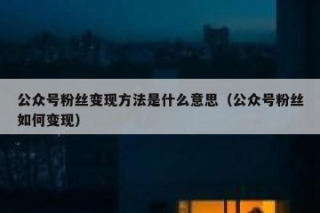 公众号粉丝变现方法是什么意思（公众号粉丝如何变现）