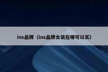 ins品牌（ins品牌女装在哪可以买）