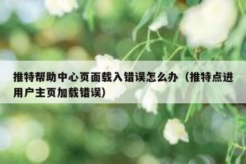 推特帮助中心页面载入错误怎么办（推特点进用户主页加载错误）