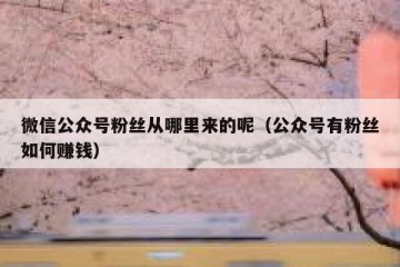微信公众号粉丝从哪里来的呢（公众号有粉丝如何赚钱）