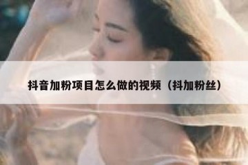 抖音加粉项目怎么做的视频（抖加粉丝）