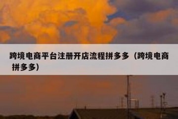 跨境电商平台注册开店流程拼多多（跨境电商 拼多多）
