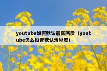 youtube如何默认最高画质（youtube怎么设置默认清晰度）