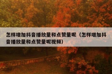 怎样增加抖音播放量和点赞量呢（怎样增加抖音播放量和点赞量呢视频）