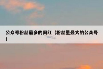 公众号粉丝最多的网红（粉丝量最大的公众号）