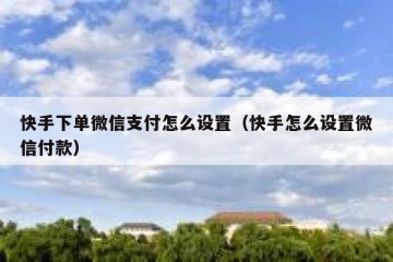 快手下单微信支付怎么设置（快手怎么设置微信付款）