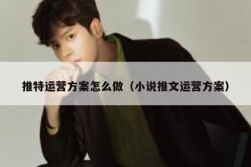 推特运营方案怎么做（小说推文运营方案）