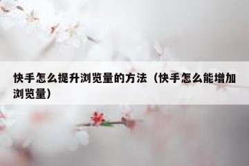 快手怎么提升浏览量的方法（快手怎么能增加浏览量）