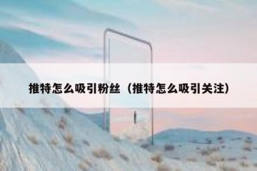 推特怎么吸引粉丝（推特怎么吸引关注）
