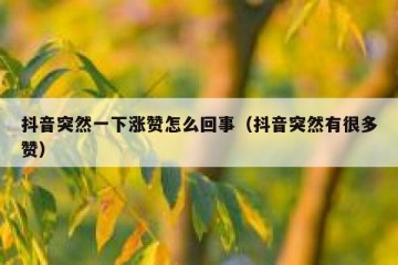 抖音突然一下涨赞怎么回事（抖音突然有很多赞）